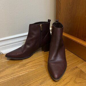 Maroon Leather Booties